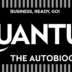 Poster-style book cover: black background with a very large white 'QUANTUM' title, a white swoosh on the Q, subtitle 'THE AUTOBIOGRAPHY', and a top line 'BUSINESS, READY, GO!' with small German and US flags in the corner.